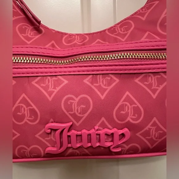 NWT Juicy Couture Bright Hot Pink Monogram Crossbody Bag Y2K Style w/ Coin Pouch - Picture 3 of 13